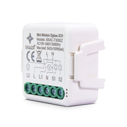Interruptor Mini Módulo Relé Inteligente Paralero Zigbee 2CH