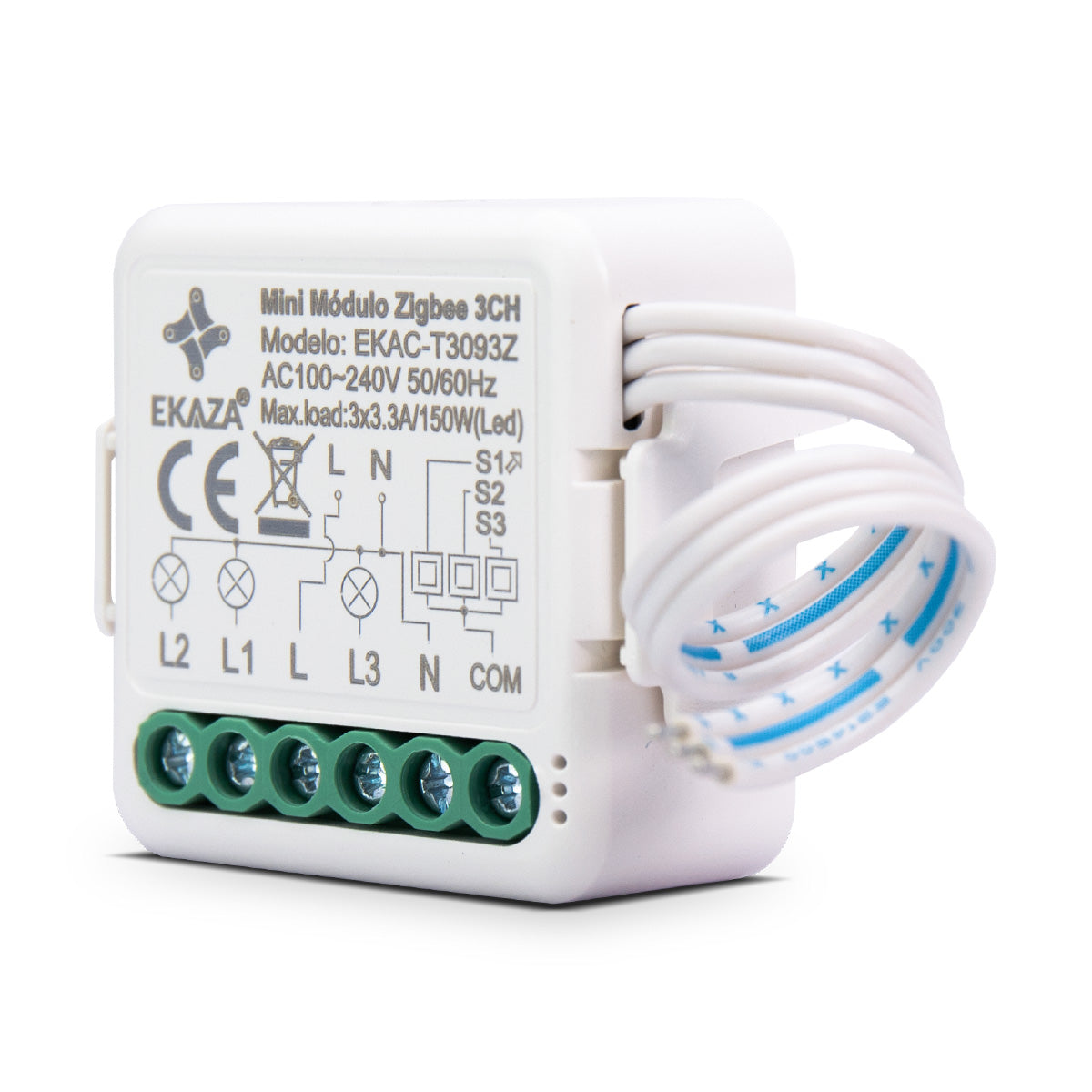 Interruptor Mini Módulo Relé Inteligente Paralero Zigbee 3CH