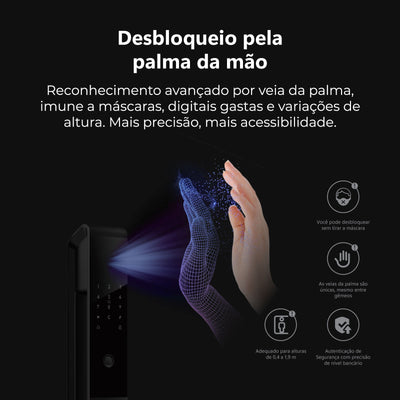 Fechadura Digital Com Reconhecimento Facial e Palma da Mão Sirius WiFi T5331
