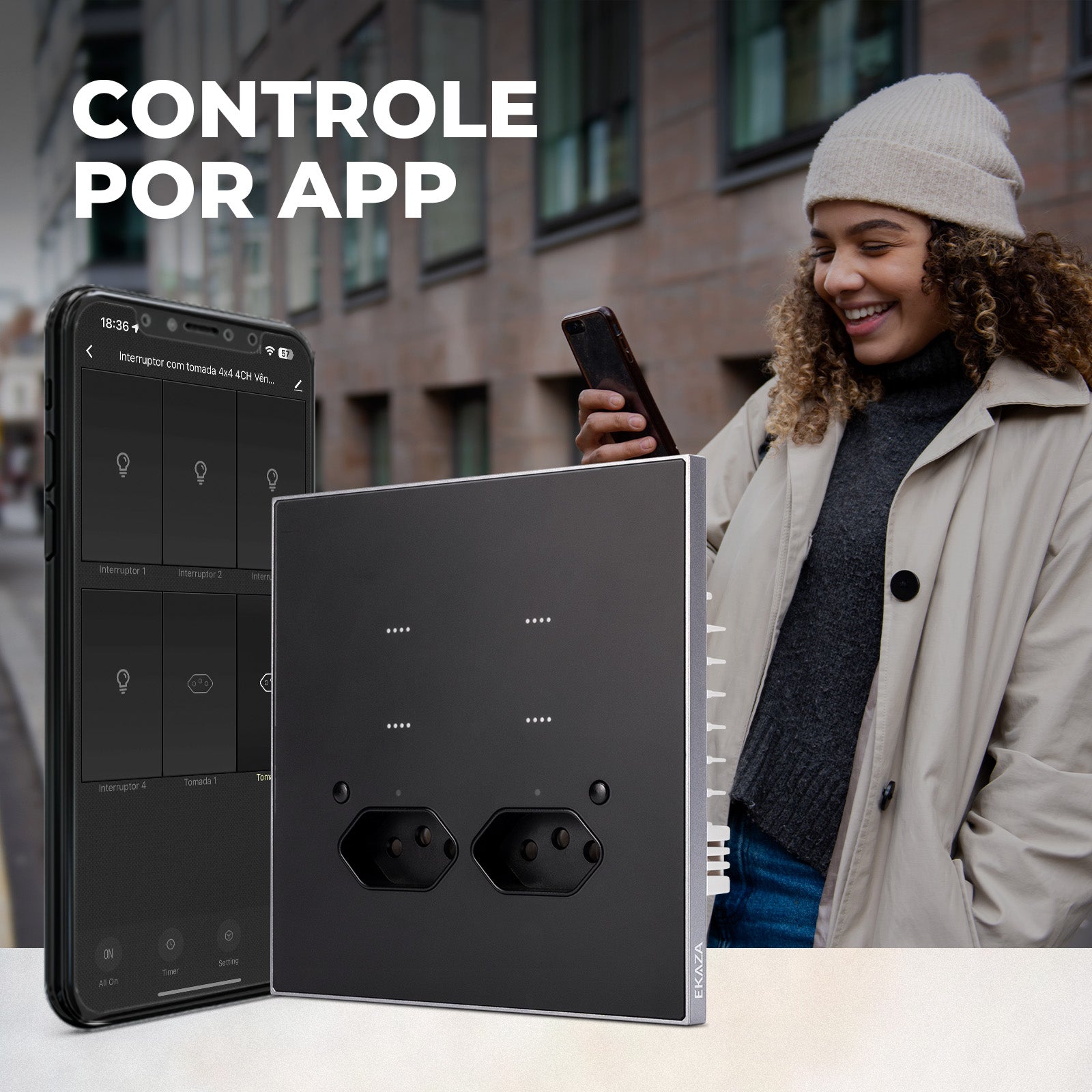 4x4 Switch with Soft Touch Socket Venus Wifi Series