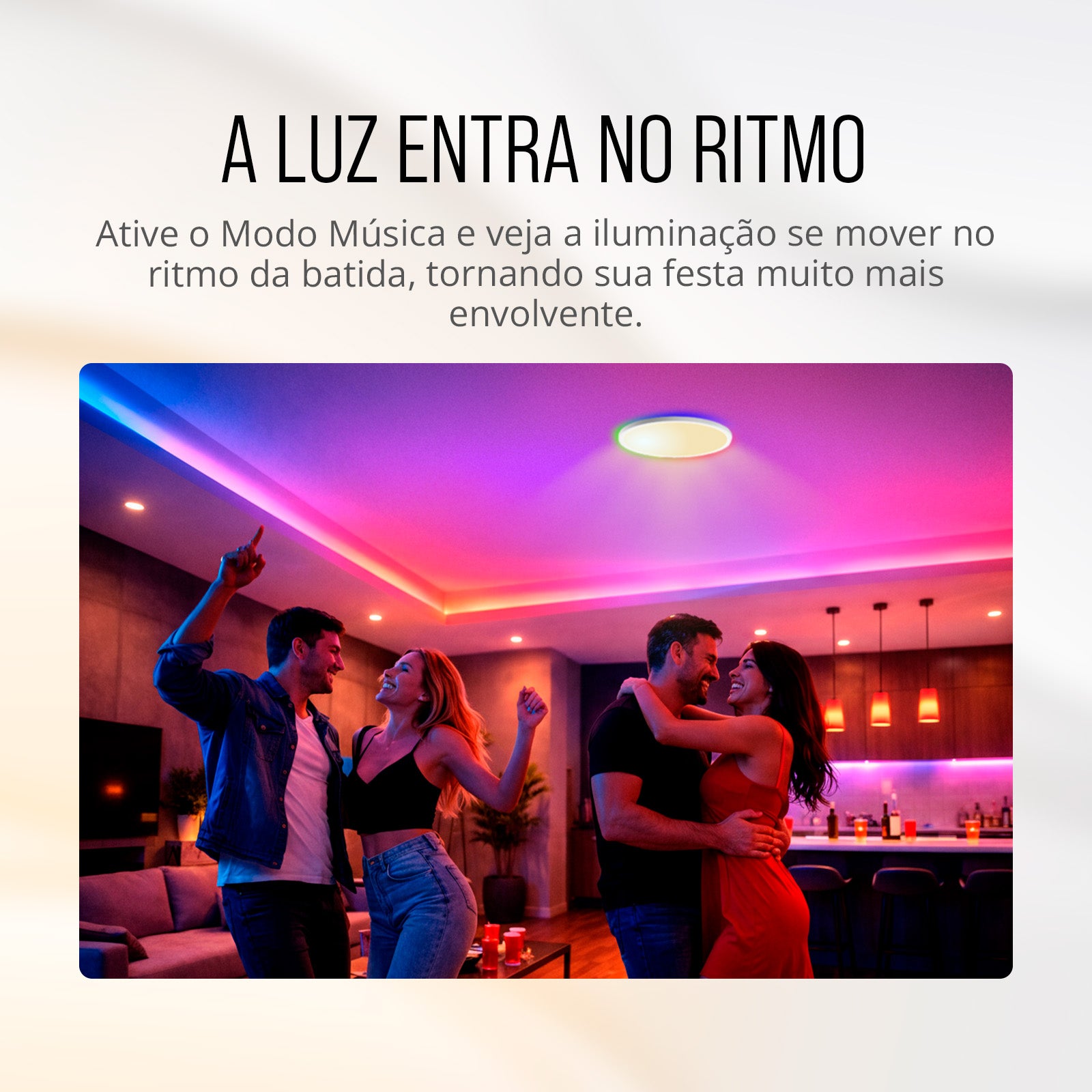 Painel de LED Paflon Inteligente com Borda RGB Sobrepor Redondo 24W