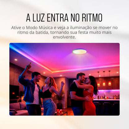 Painel de LED Paflon Inteligente com Borda RGB Sobrepor Redondo 24W