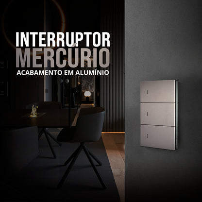 Interruptor Inteligente Série Mercúrio Tecla Metálico Flutuante 1 Tecla Zigbee