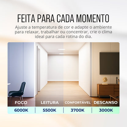 Painel de LED Paflon Inteligente com Borda RGB Sobrepor Redondo 24W