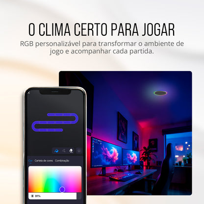Painel de LED Paflon Inteligente com Borda RGB Sobrepor Redondo 24W