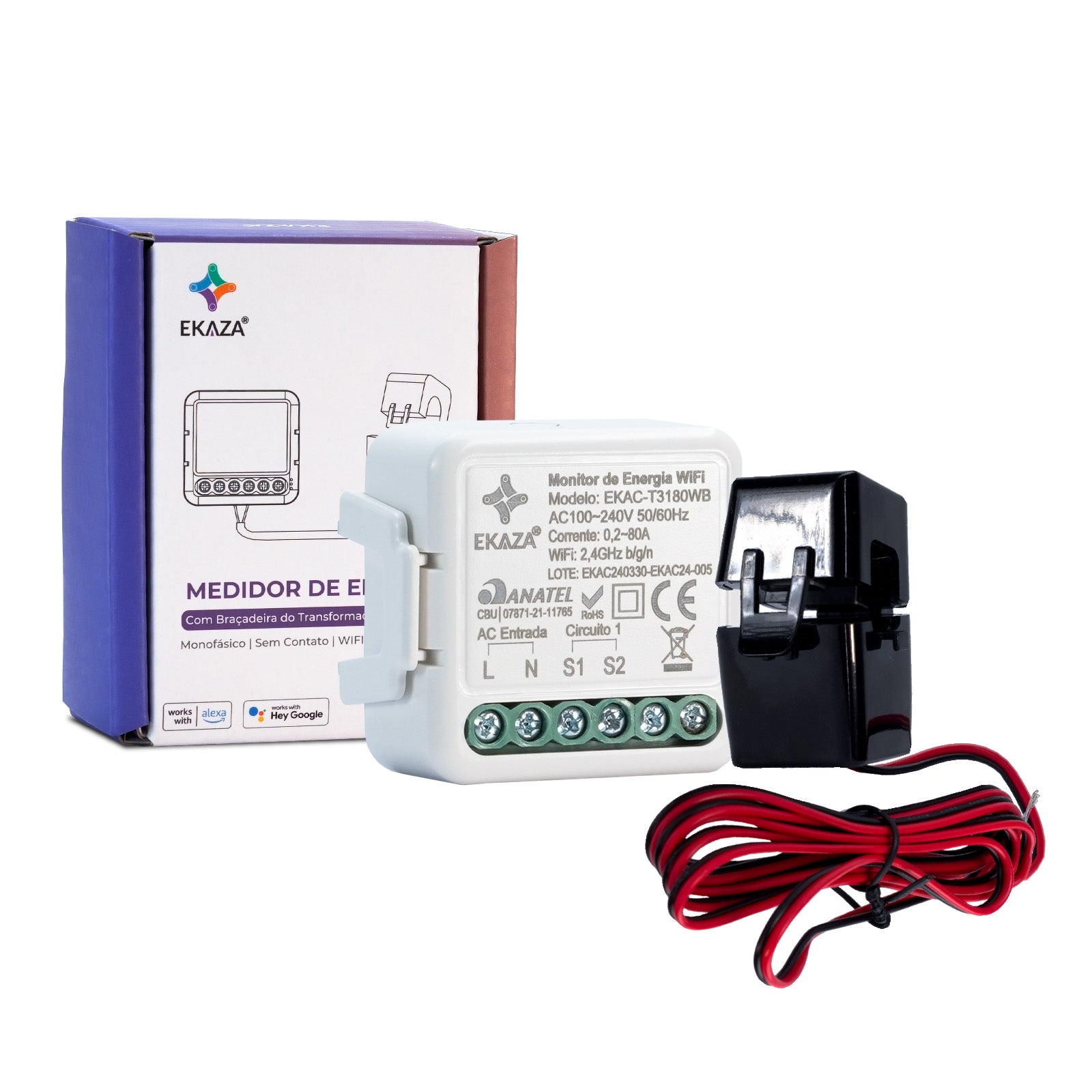 Monitor de Energia Inteligente WiFi 80A 1CH
