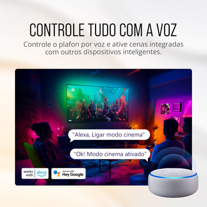 Painel de LED Paflon Inteligente com Borda RGB Sobrepor Redondo 24W