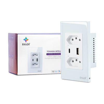 Double Socket with USB-A+USB-C 16A 2.5D Glass 