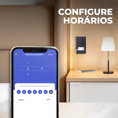 Interruptor Wifi Soft Touch Série Vênus 1 Botão com Tomada 4x2