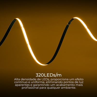 COB LED Strip 5m 3000K Warm White 320 LEDs/m CRI90 Dimmable 24V
