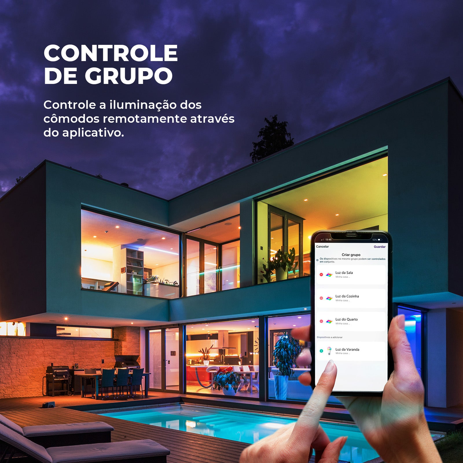Painel de LED plafon Inteligente RGBW 24W