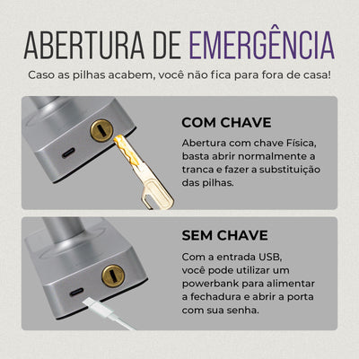 Fechadura Digital Inteligente Senha Cartão Alumínio Cor Prateada Biométrica Lyra Ekmg-t5332 Wifi