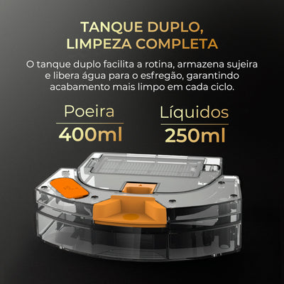 Robô Aspirador e Passa Pano Inteligente EKAZA Zuno com mapeamento Giroscópio 5 modos de limpeza base de carregamento bilvolt preto T5200G