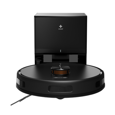 Robô aspirador EKAZA Zion Pro inteligente com navegação Lidar 6000Pa de sucção aspiração e mop base com coleta automática de resíduos e reservatório de 3,2L