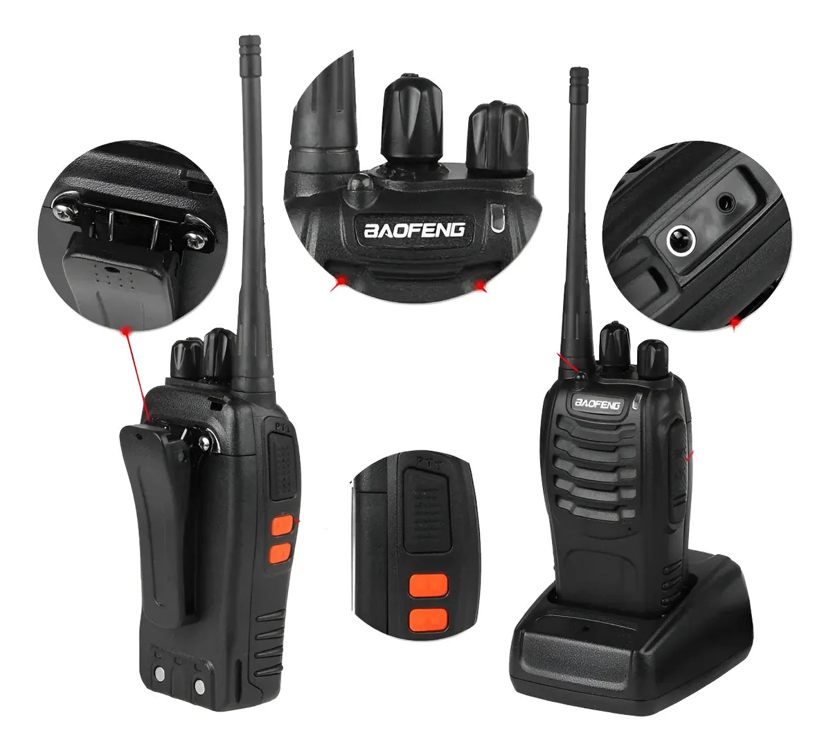 Walk Talk Baofeng 777s Kit 2 Radio Comunicador 16 Canais Preto 400 Mhz X 470 Mhz