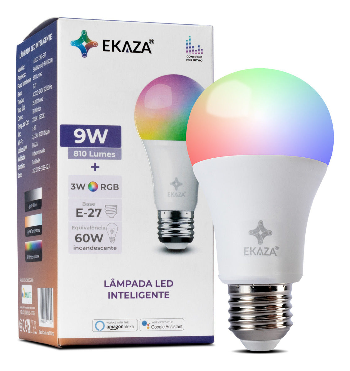 Lâmpada Inteligente RgbW 9W+3W Ekaza