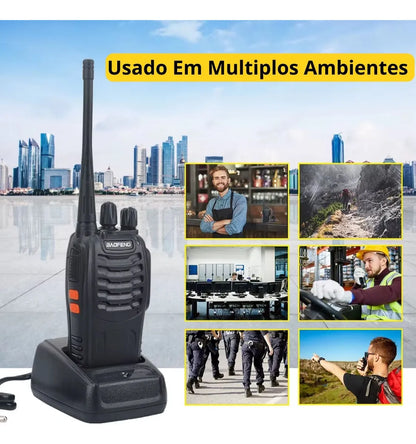 Walk Talk Baofeng 777s Kit 2 Radio Comunicador 16 Canais Preto 400 Mhz X 470 Mhz