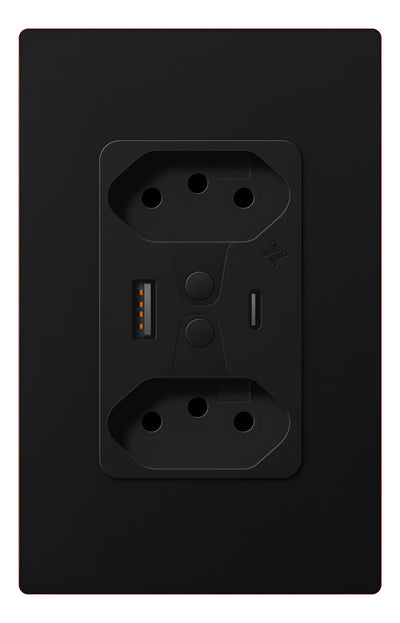 Alexa and Google Smart Double Socket with USB Black - Ekaza