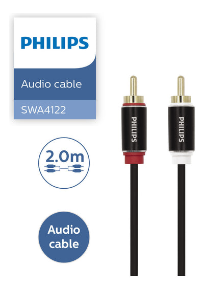 Philips Shielded Audio Cable RCA/RCA Aluminum PVC 2m