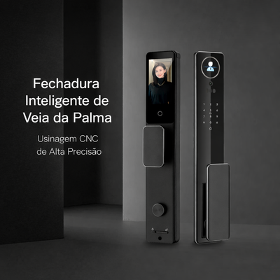 Fechadura Digital Inteligente Vega Ultra WiFi com Reconhecimento Facial, Digital, Senha, Cartão, App e Chave