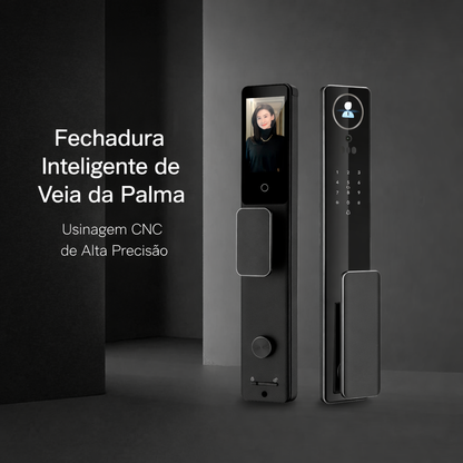 Fechadura Digital Inteligente Vega Ultra WiFi com Reconhecimento Facial, Digital, Senha, Cartão, App e Chave