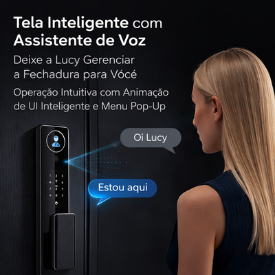 Fechadura Digital Inteligente Vega Ultra WiFi com Reconhecimento Facial, Digital, Senha, Cartão, App e Chave