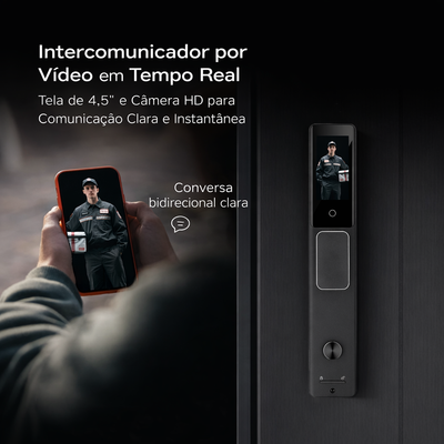 Fechadura Digital Inteligente Vega Ultra WiFi com Reconhecimento Facial, Digital, Senha, Cartão, App e Chave