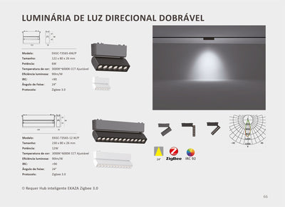 Luminária Direcional Dobrável Inteligente Zigbee