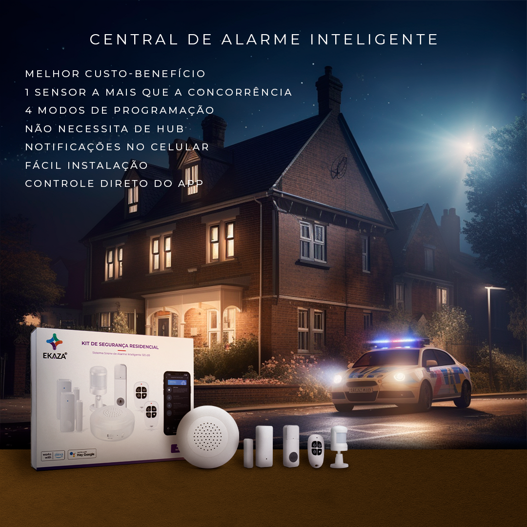 Kit Alarme Inteligente Residencial Wifi Rf Sensor EKAZA
