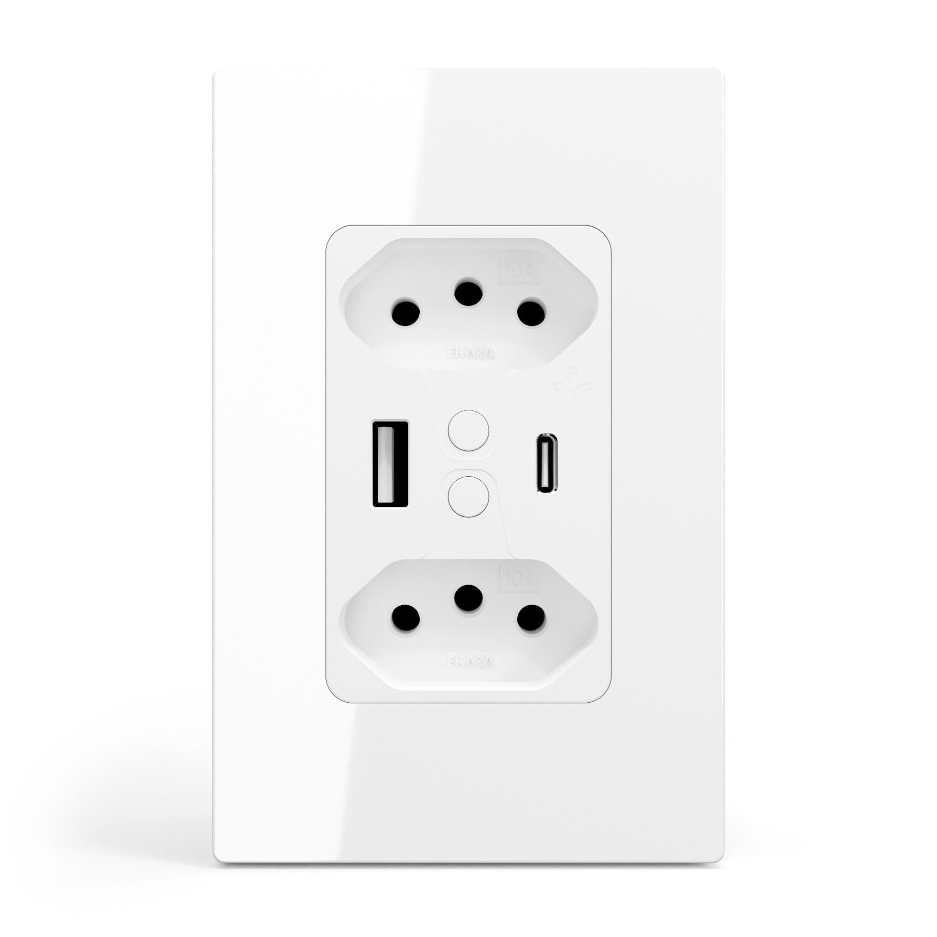 Alexa and Google Smart Double Socket with USB Black - Ekaza