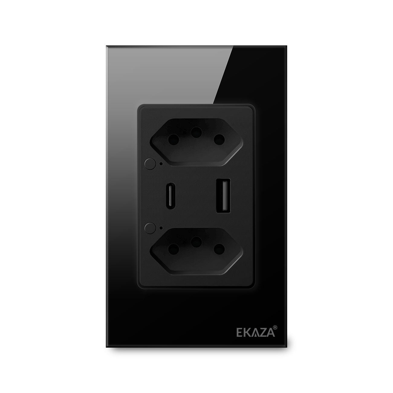 Double Socket with USB-A+USB-C 16A 2.5D Glass 