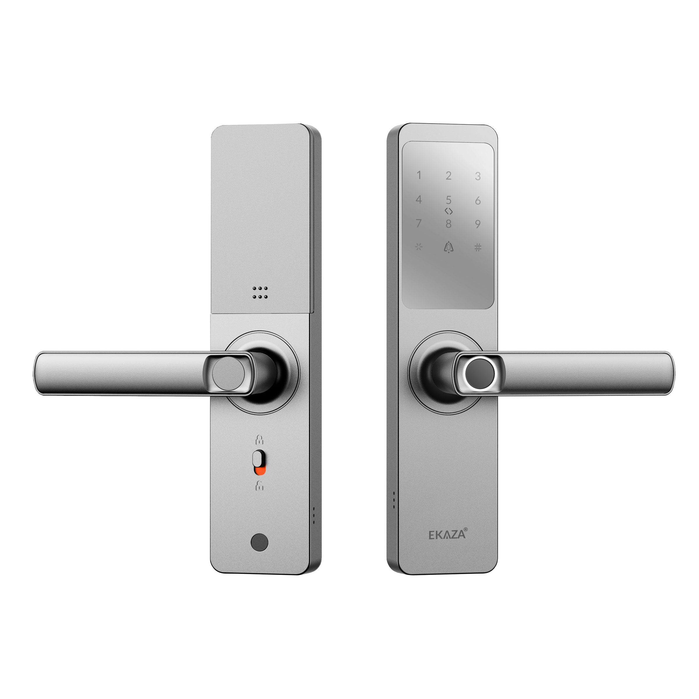 Fechadura Digital Inteligente Senha Cartão Alumínio Cor Prateada Biométrica Lyra Ekmg-t5332 Wifi