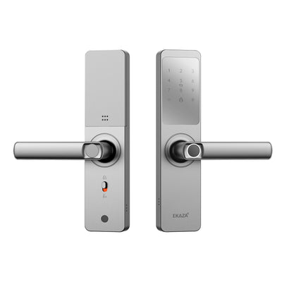 Fechadura Digital Inteligente Senha Cartão Alumínio Cor Prateada Biométrica Lyra Ekmg-t5332 Wifi