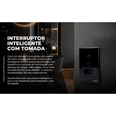 EKAZA Switch with Socket 20A Touch 2.5D 2 Buttons WIFI