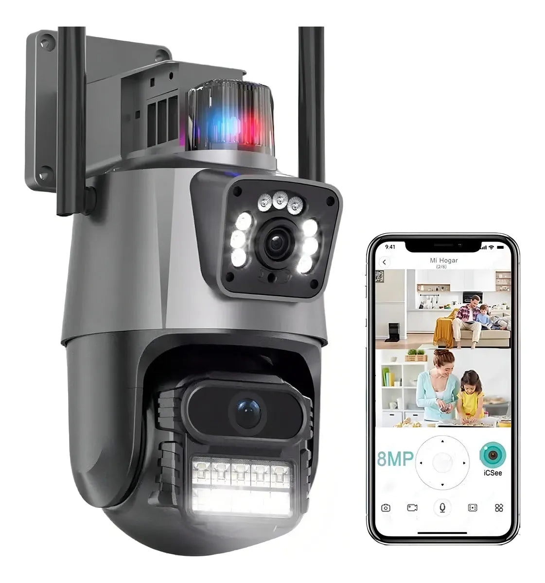 Câmera Segurança Ip Wifi P11 Lente Dupla 6mp Full Hd App Icsee Cor Preto EKS