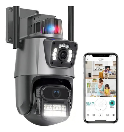 Câmera Segurança Ip Wifi P11 Lente Dupla 6mp Full Hd App Icsee Cor Preto EKS