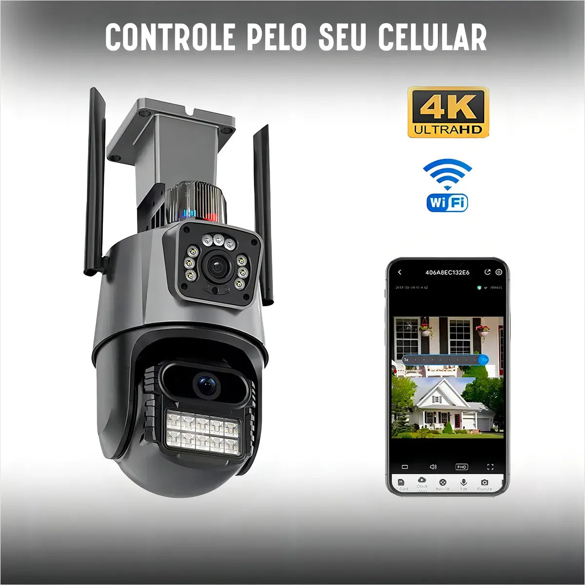 Câmera Segurança Ip Wifi P11 Lente Dupla 6mp Full Hd App Icsee Cor Preto EKS