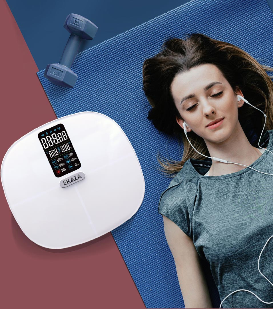 Ekaza Body Scale Bioimpedance Heart Rate BMI App White