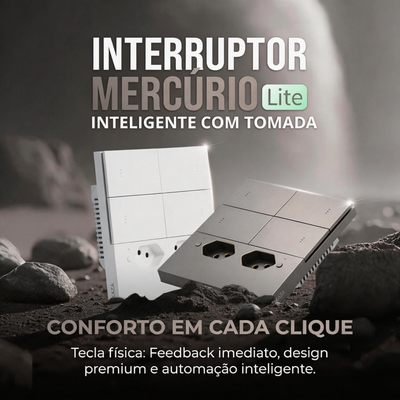 Interruptor 4x4 Com Tomada Mercúrio Lite Zigbee