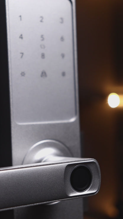 Fechadura Digital Inteligente Senha Cartão Alumínio Cor Prateada Biométrica Lyra Ekmg-t5332 Wifi