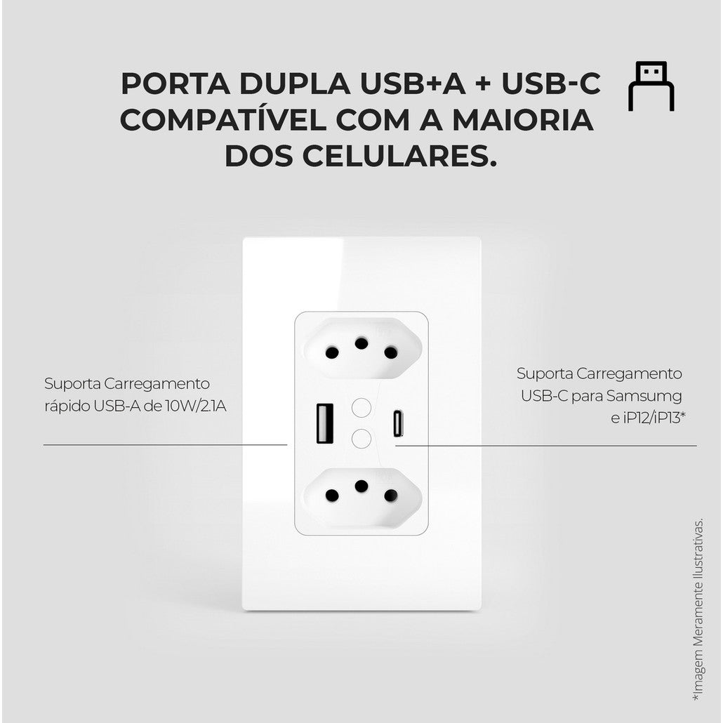 Alexa and Google Smart Double Socket with USB Black - Ekaza