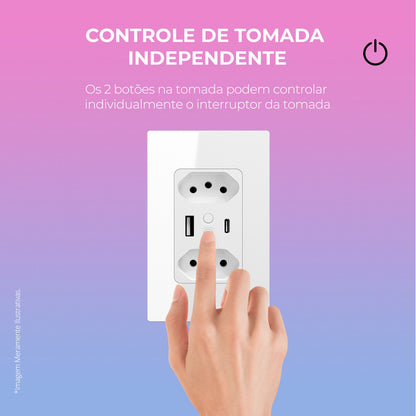 Alexa and Google Smart Double Socket with USB Black - Ekaza