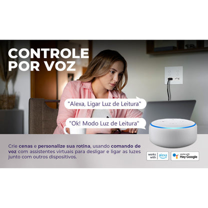 Interruptor Inteligente com 2 Tomadas 4x4 WiFi