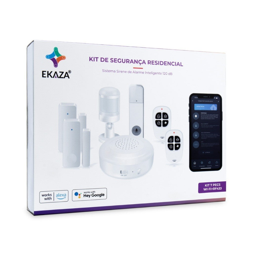 Kit Alarme Inteligente Residencial Wifi Rf Sensor EKAZA