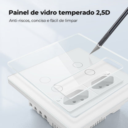 Interruptor Inteligente com 2 Tomadas 4x4 WiFi