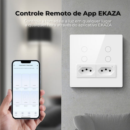Interruptor Inteligente com 2 Tomadas 4x4 WiFi