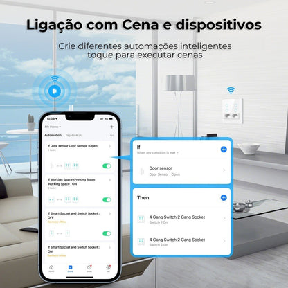 Interruptor Inteligente com 2 Tomadas 4x4 WiFi